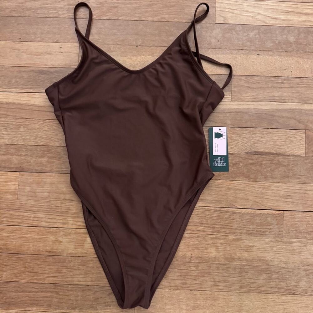 NWT Wild Fable Women’s Brown One-Piece Swimsuit - Small
b75